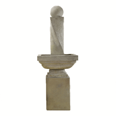 Mod Twist Outdoor Cast Stone Garden Fountain Tall With Ball Fountain Tuscan